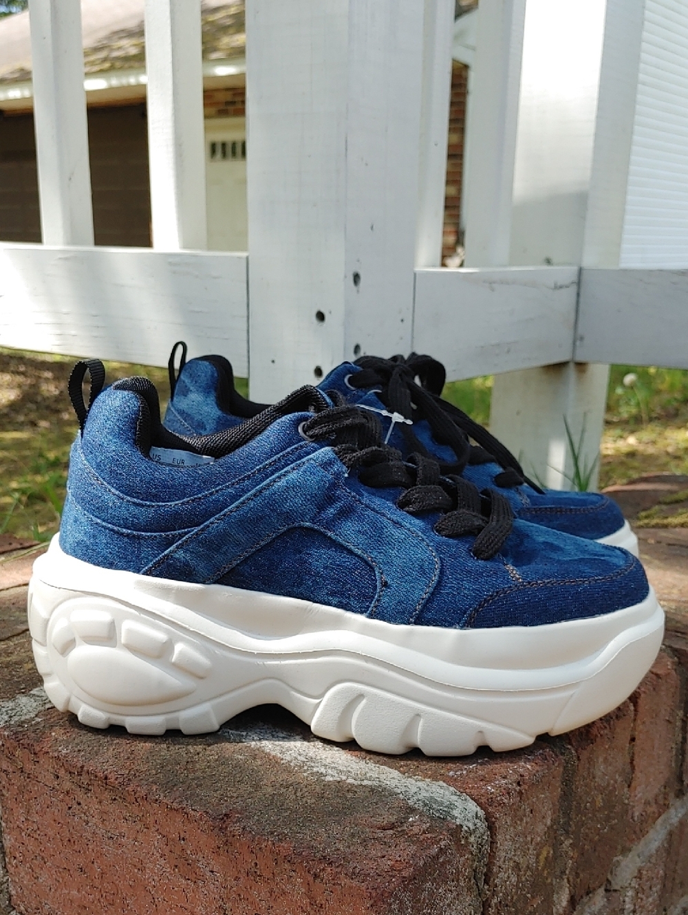 Lucky Step Chunky Denim Fashion Sneaker Size 7 (1357)